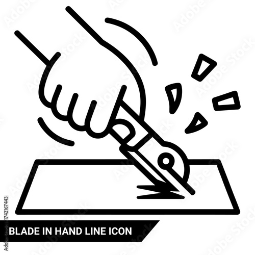 Qualityful Cutter blade in hand line icon