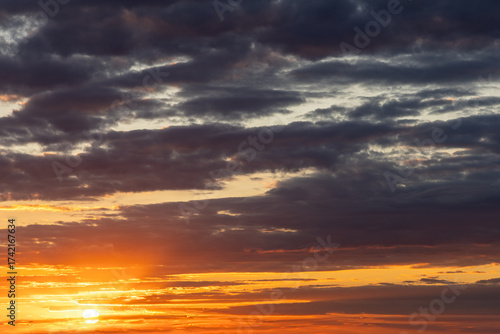 sky with dramatic clouds lit by the setting sun (focal length 105mm)	