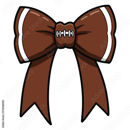 American Football Bow with White Stripes and Lacing – Sports Cheer Illustration