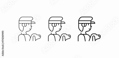 dog walker man icon sign vector