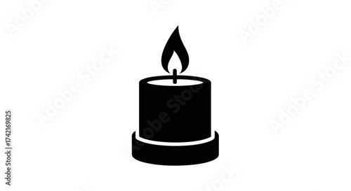 Simple Black Candle Flame Icon Illustration.