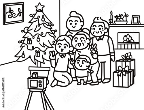 A family taking a selfie together on Christmas Day.