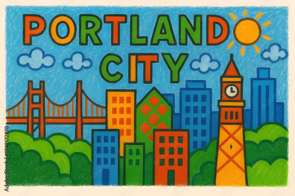 Fototapeta premium AUSTIN , New York, Seattle, Houston, Boston, Portland