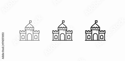 classic turreted castle icon sign vector