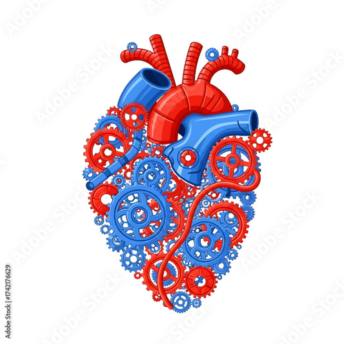 Mechanical Heart Illustration - Gears and Anatomy Combined.