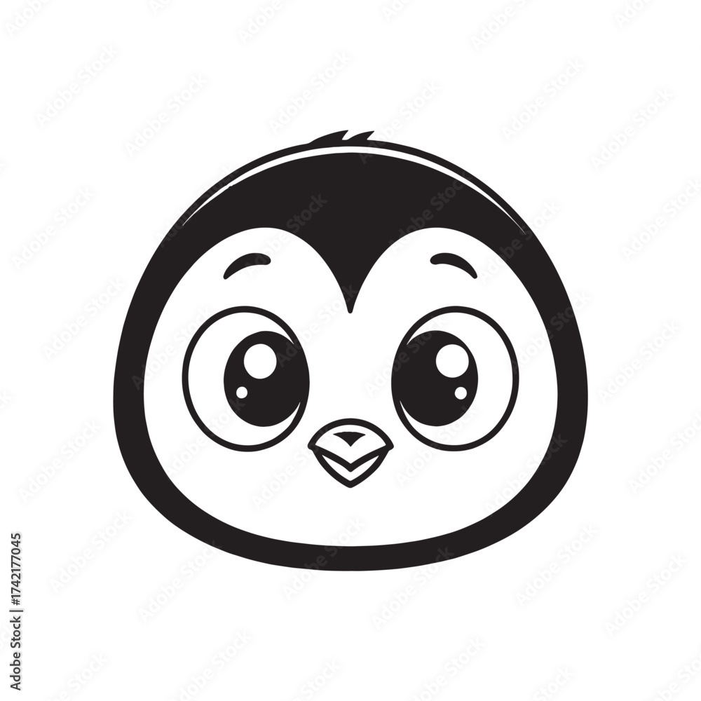 Fototapeta premium Penguin face icon cute penguin face vector outlier silhouette on white background