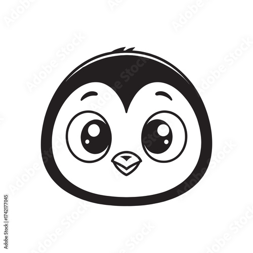Penguin face icon cute penguin face vector outlier silhouette on white background