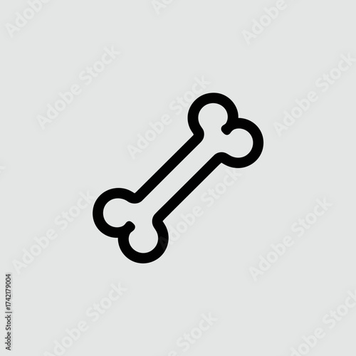 Illustration of a single bone isolated on a light gray background