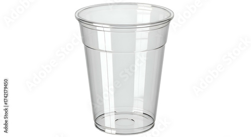 Transparent, smooth, disposable cup isolated on a black background