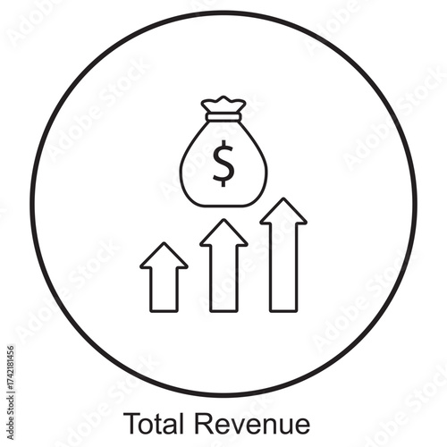 Total Revenue Icon, Maximizing Total Revenue, Strategies for Sustainable Growth, Driving Business Success with Revenue, Total Revenue as a Key Indicator, vector