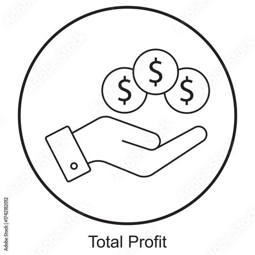 Total Profit Icon, Maximizing Total Profit, Strategies for Sustainable Earnings, Driving Growth Through Profitability, Total Profit as a Measure of Success, vector