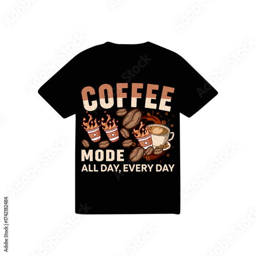 Coffee mode all day t-shirt logo design.