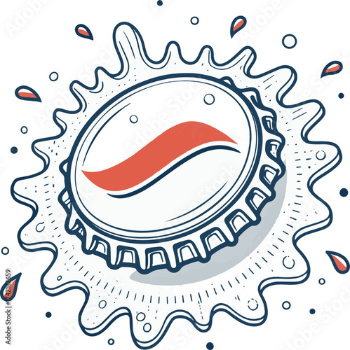 Soda Bottle Cap Splash – Retro Fizzy Drink Vector Illustration