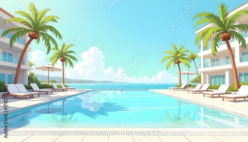swimming pool in tropical resort