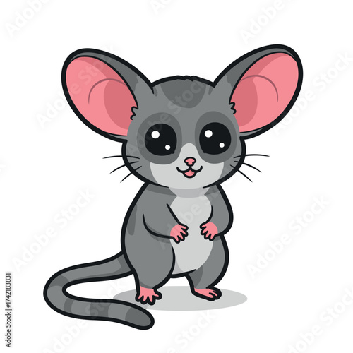Cute cartoon sugar glider with big ears and adorable eyes.