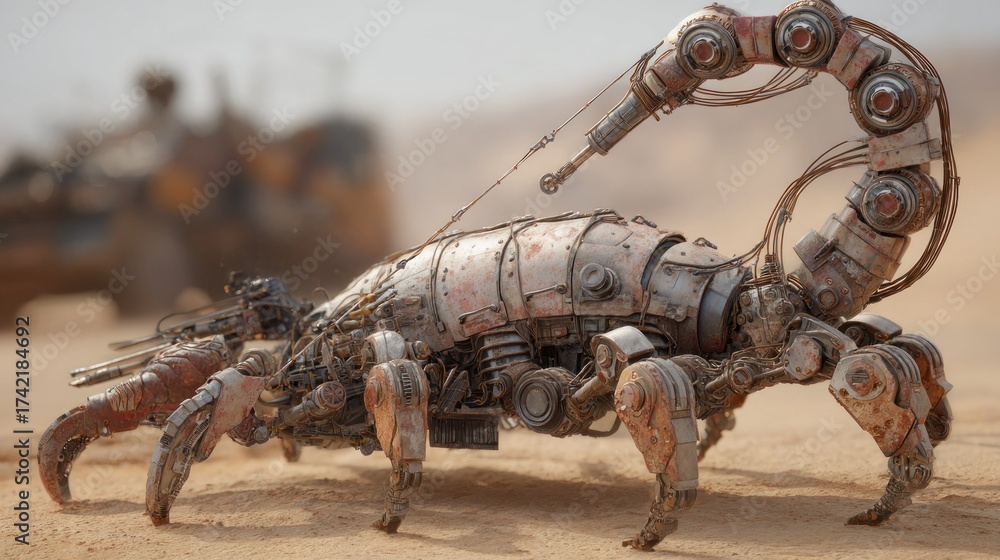 Obraz premium Rusty mechanical scorpion creature