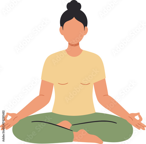 Person meditating in lotus pose with calm hands peaceful mind spiritual serenity lifestyle isolated on transparent background