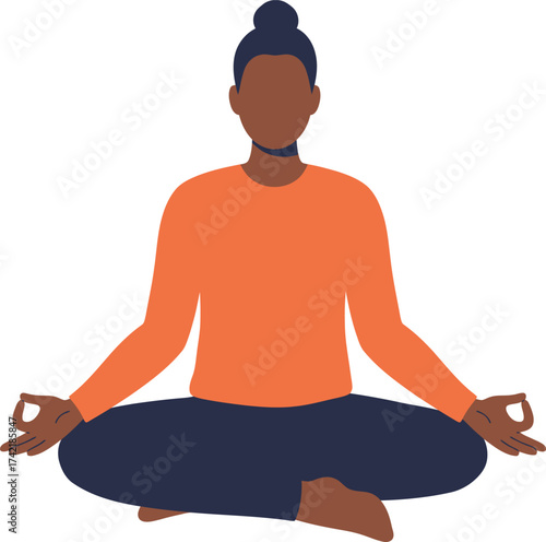 Serene person meditating in lotus pose demonstrating inner peace and mindfulness practices isolated on transparent background