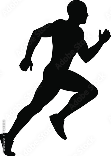 Dynamic silhouette of a sprinter in full motion capturing athleticism and speed isolated on transparent background