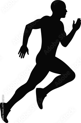 Dynamic silhouette of a runner in motion capturing athleticism and speed for sports and fitness themes isolated on transparent background