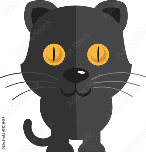 Cute Black Cat Vector Icon