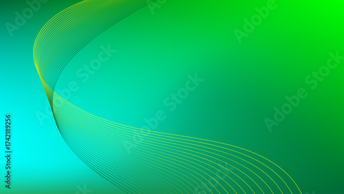 Wavy blended lines with green yellow gradient mesh abstract background nice for wallpaper or banner