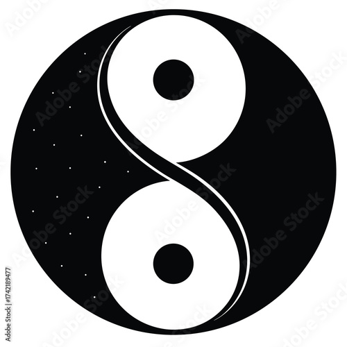 yin yang Silhouette Icon Vector Art