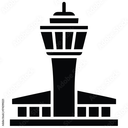 airport control tower Silhouette Icon Vector Art