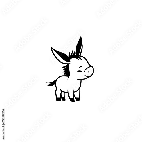 donkey. donkey simple black and white line art vector logo