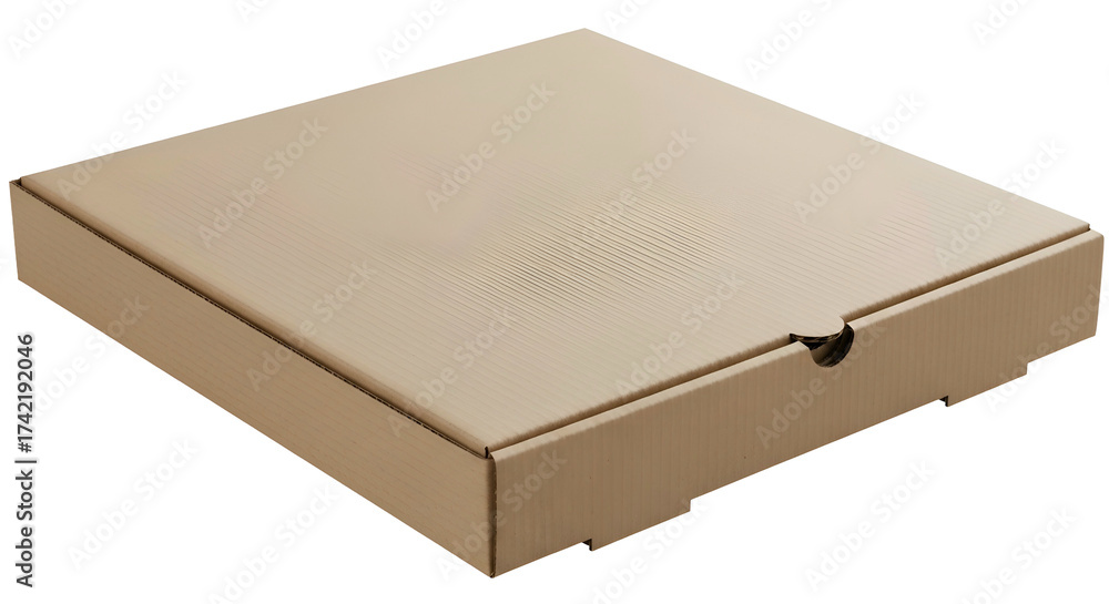Naklejka premium Plain cardboard pizza box, square shaped, closed