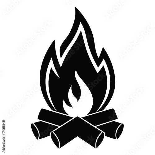campfire Silhouette Icon Vector Art
