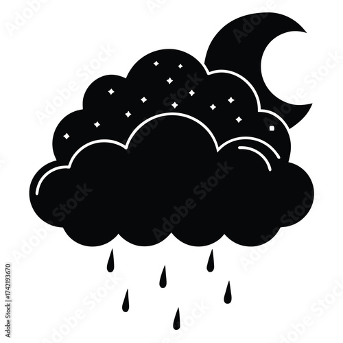 cloudy weather Silhouette Icon Vector Art