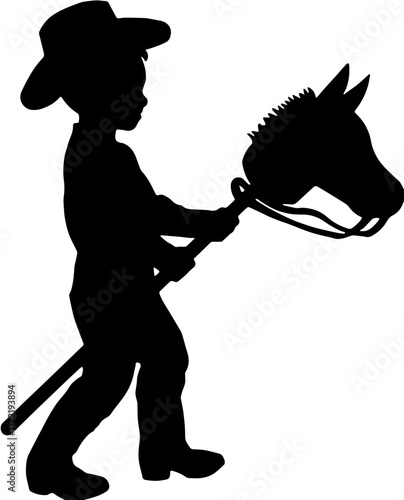 silhouette boy and dummy horse