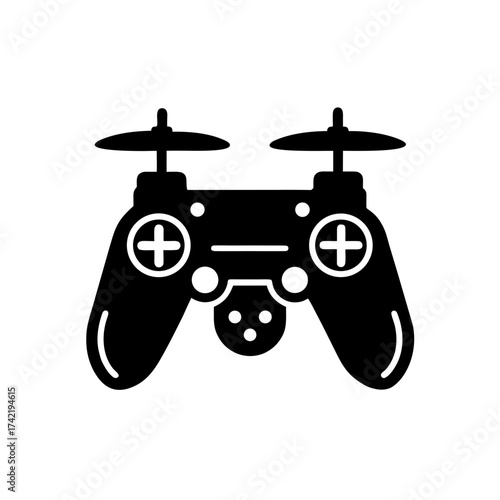 Drone controller hybrid silhouette design on transparent background