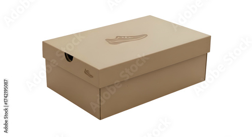 Brown cardboard shoebox with lid, minimal design