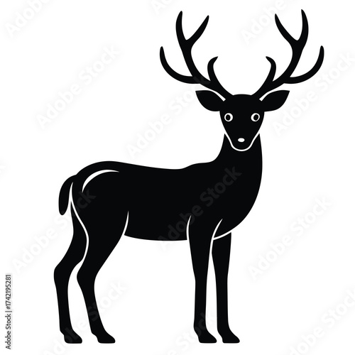 deer with antlers Silhouette Icon Vector Art