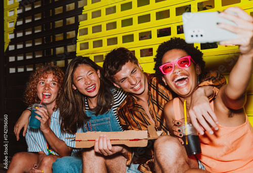 Wallpaper Mural Group of friends going out in the evening. Torontodigital.ca