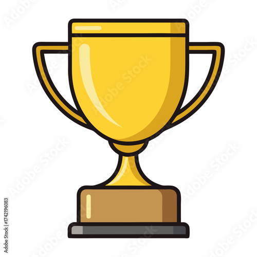 Elegant golden trophy cup with handles for winners