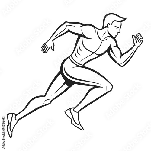 Dynamic outline vector of a sprinter in full motion