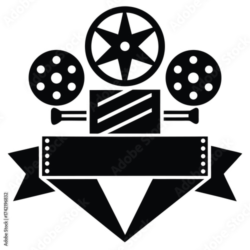 film premiere Silhouette Icon Vector Art