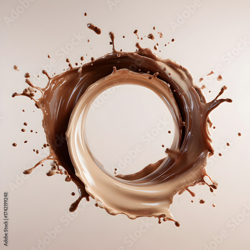 chocolate liquid splash isolated on transparent white background