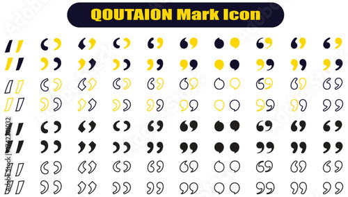 Quotes icon vector set. Colorful Quotation mark collection with fill n stork. Dialogue discussion symbol for UI UX, website, mobile app. Speech mark. Double inverted commas symbol.