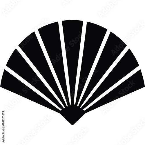 paper fan Silhouette Icon Vector Art