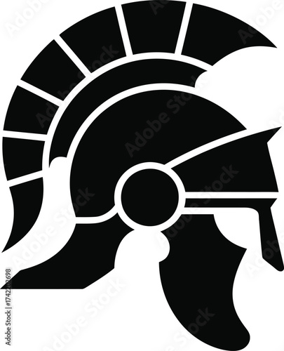 Ancient greek spartan warrior helmet silhouette symbolizing strength and history