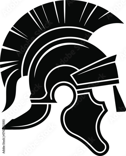 Ancient spartan warrior helmet silhouette symbolizing strength courage and military history