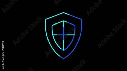 Shield Icon Animation– 4K Stock Video Symbolizing Security, Protection, Privacy, Cyber Defense and Data Safety.