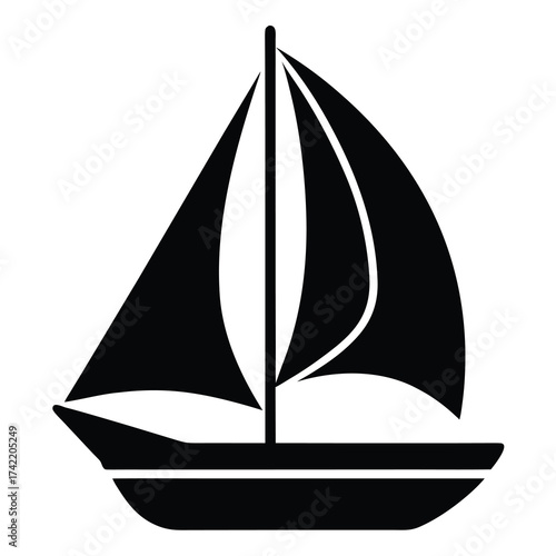 sailboat Silhouette Icon Vector Art
