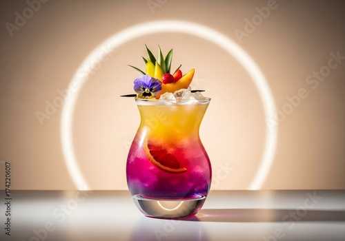 Vibrant Tropical Gin Fizz Cocktail