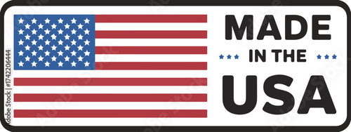 Classic american made in usa emblem with stars and stripes flag graphic vector