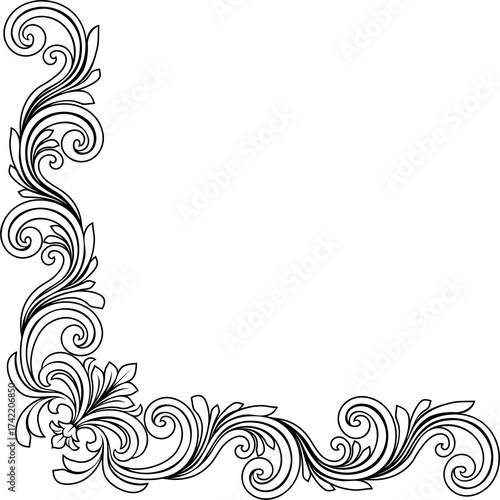 Filigree Crest Corner Motif Floral Pattern Frame